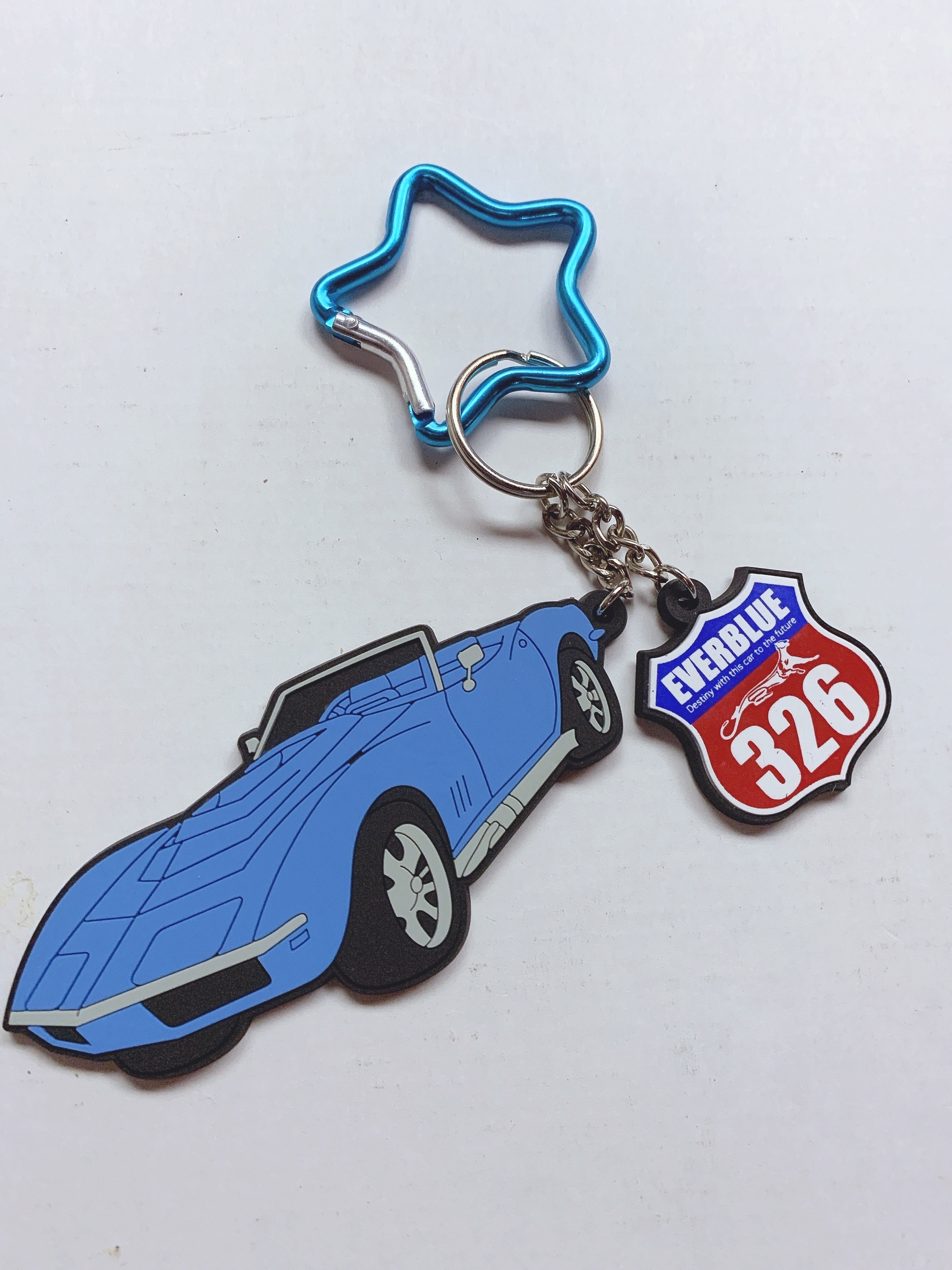 【REBORN EVERBLUE】立体ラバーキーホルダーROCK STAR カラビナ付き＆スマホグリップセット